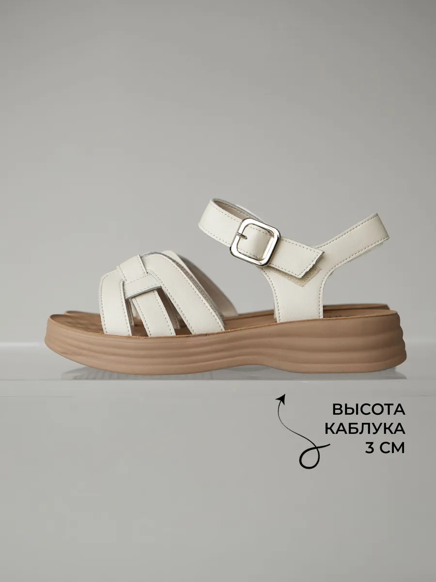 Босоножки женские летние натуральная кожа на низком каблуке EH340-021