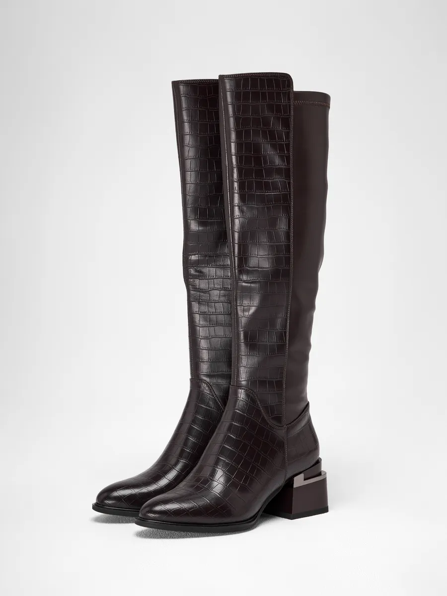 Сапоги женские демисезонные на каблуке натуральная кожа MH772-013k