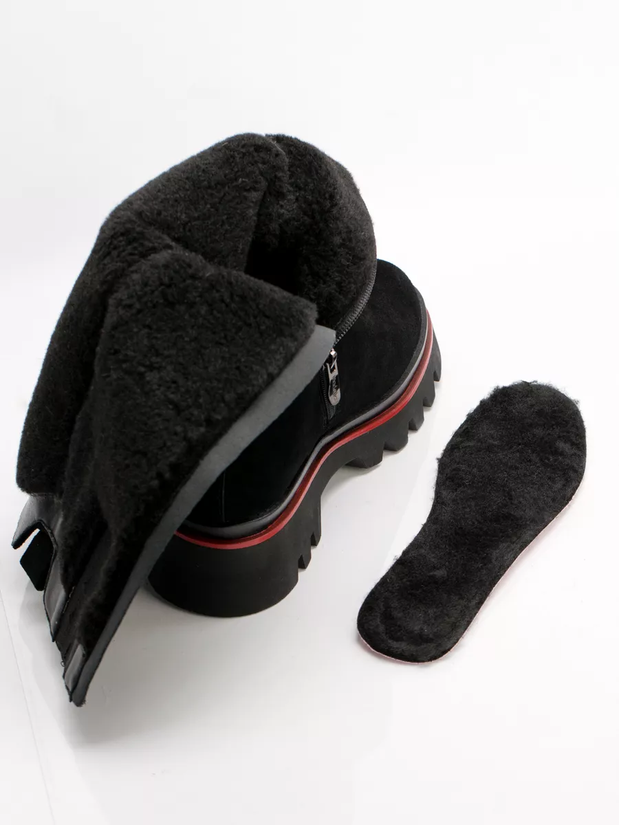 Сапоги женские зимние натуральная замша черные высокие XJU-12751-2A-SW