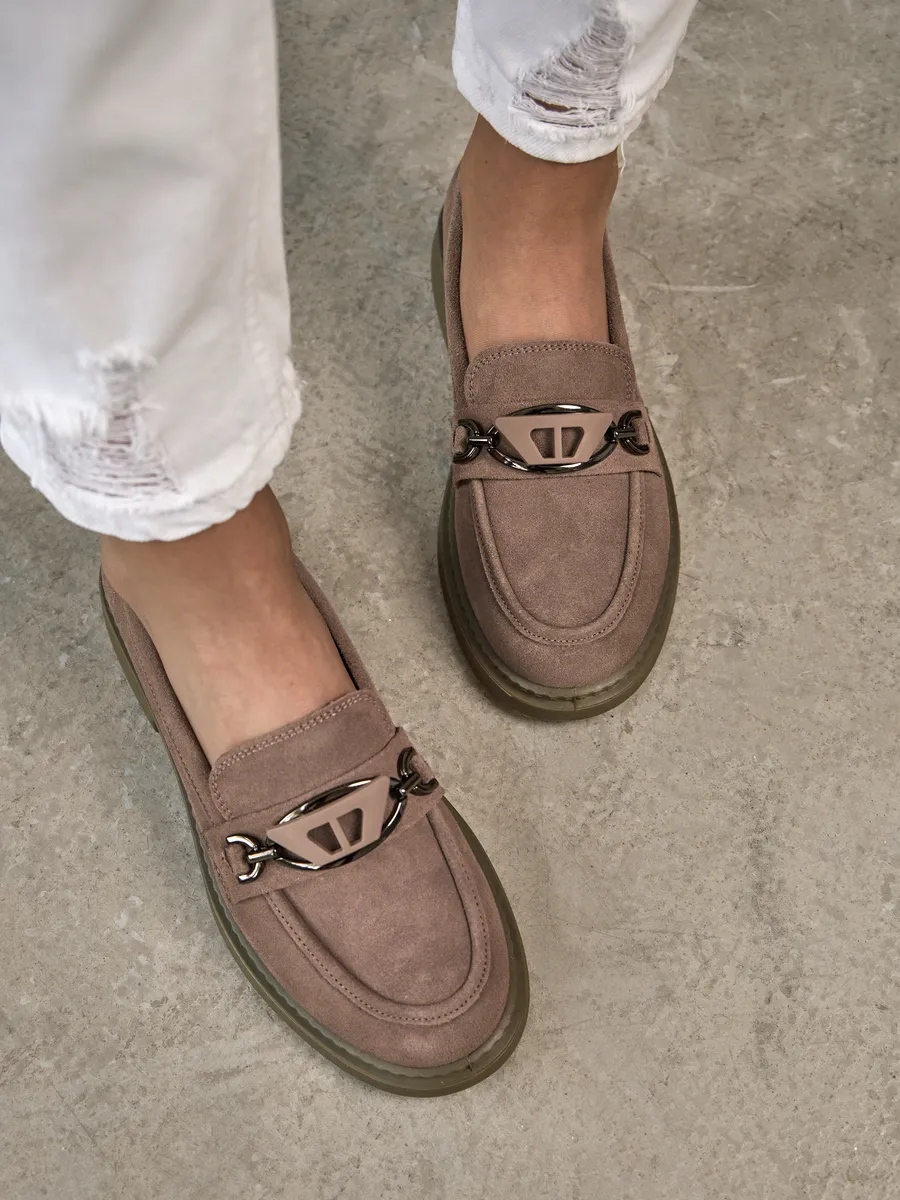 Лоферы женские замшевые натуральные на платформе 51-TZU3-13-210