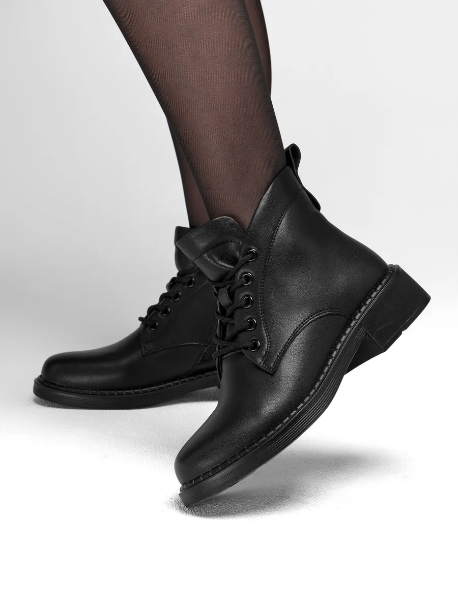 Ботинки женские осенние натуральная кожа черные 25-DBU12-5-101