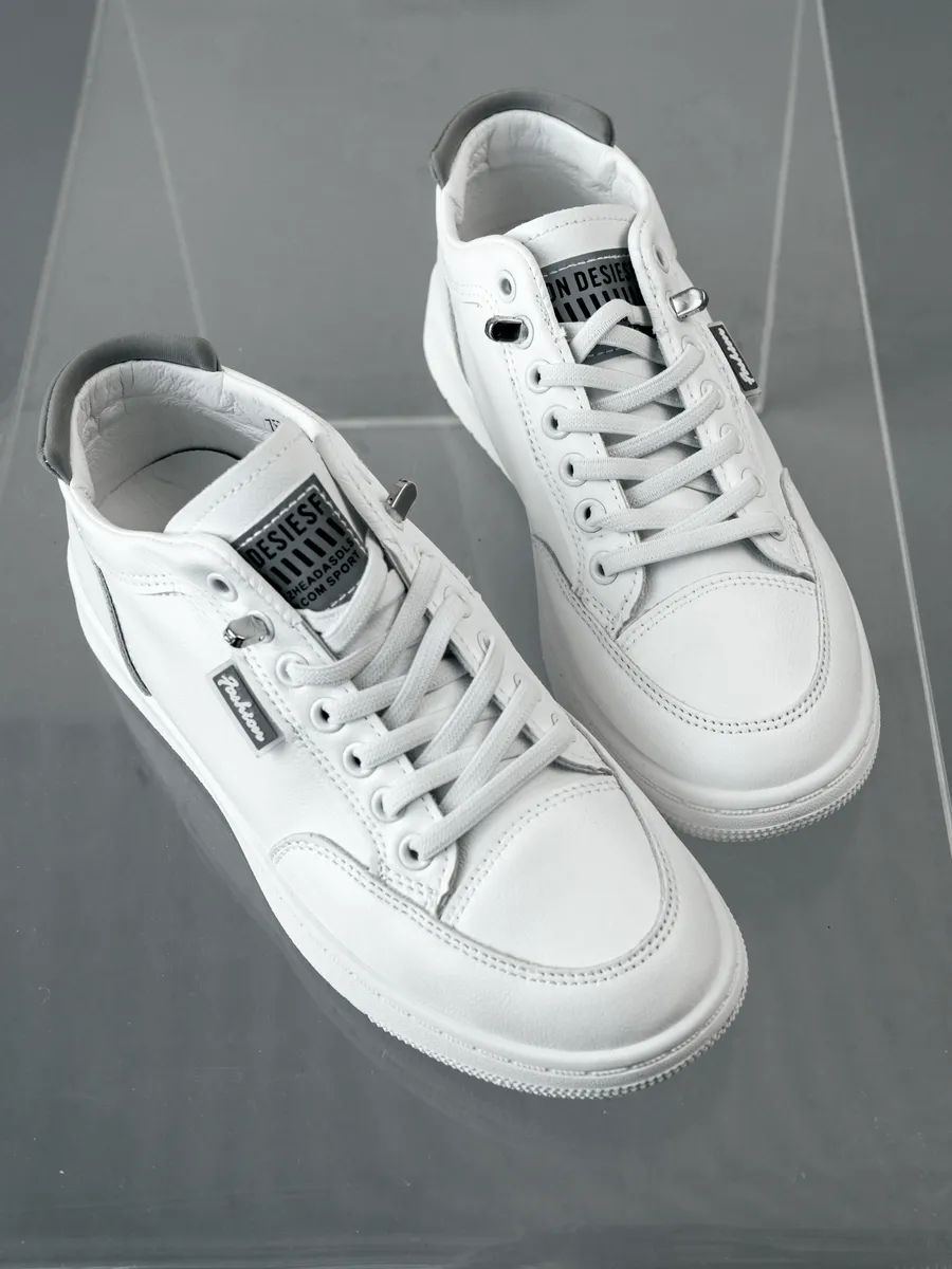 Кеды женские белые натуральная кожа на платформе весна ZFS-MSM-1102-SUk