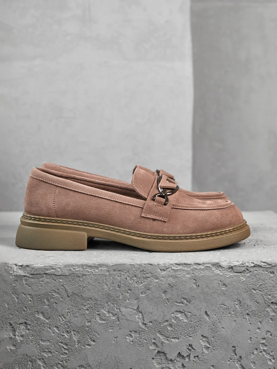 Лоферы женские замшевые натуральные на платформе 51-TZU3-13-210