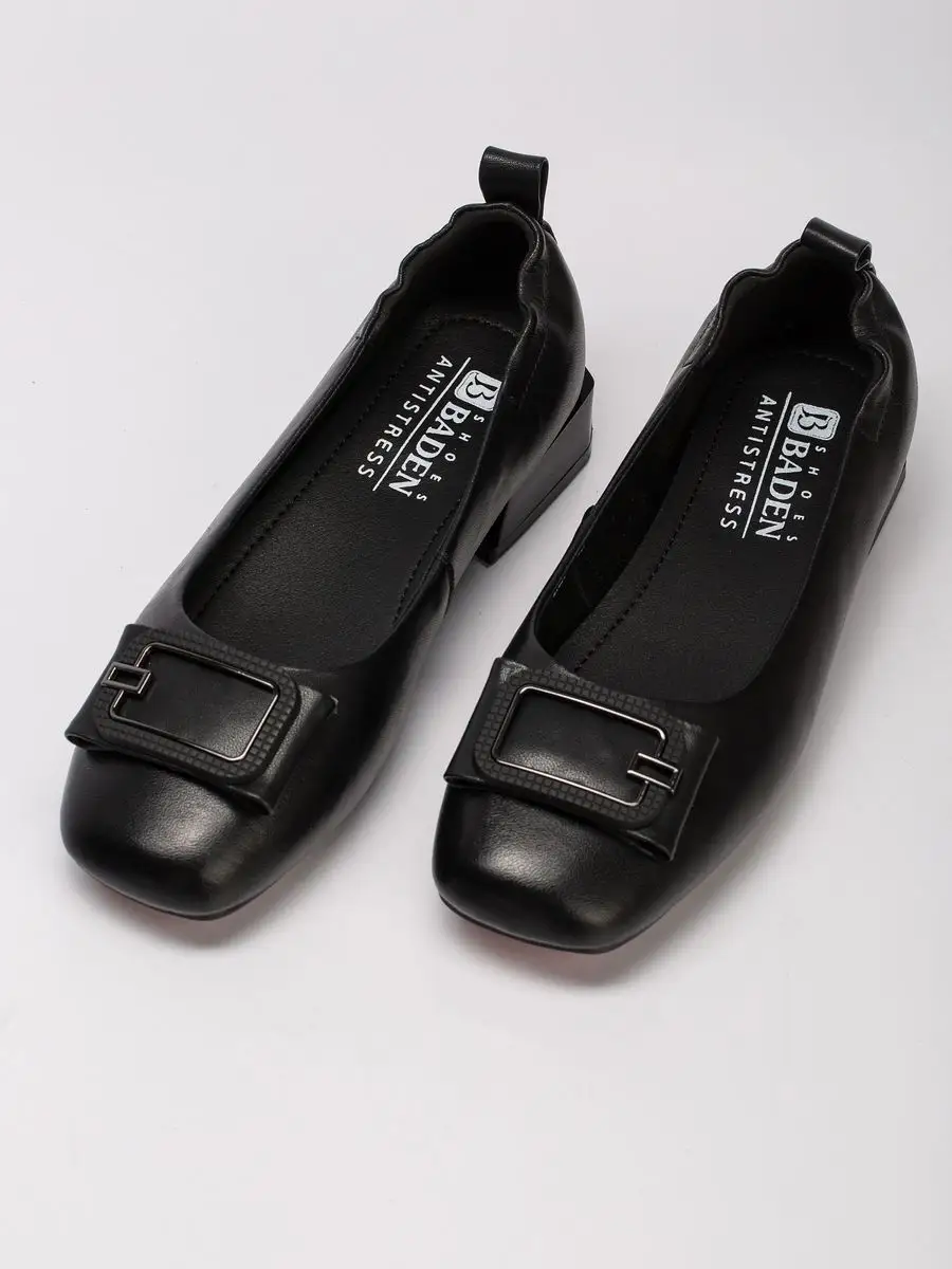 Туфли женские натуральная кожа черные на низком каблуке EH282-010K