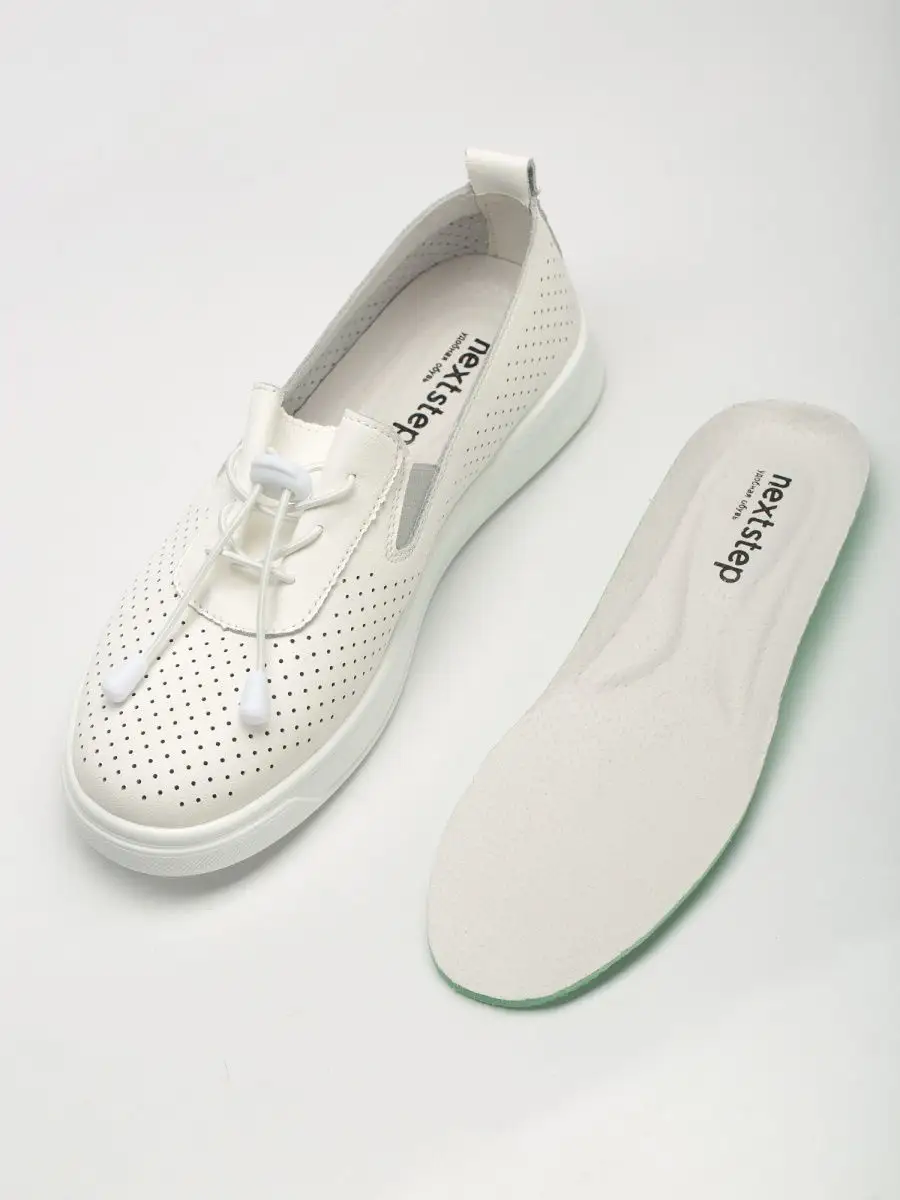 Мокасины женские натуральная кожа летние белые дышащие N231-LR-03-B