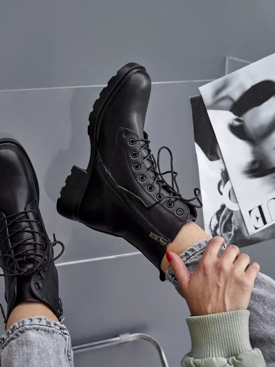 Ботинки женские демисезонные натуральная кожа на шнурках 42-DBU3-27-301k