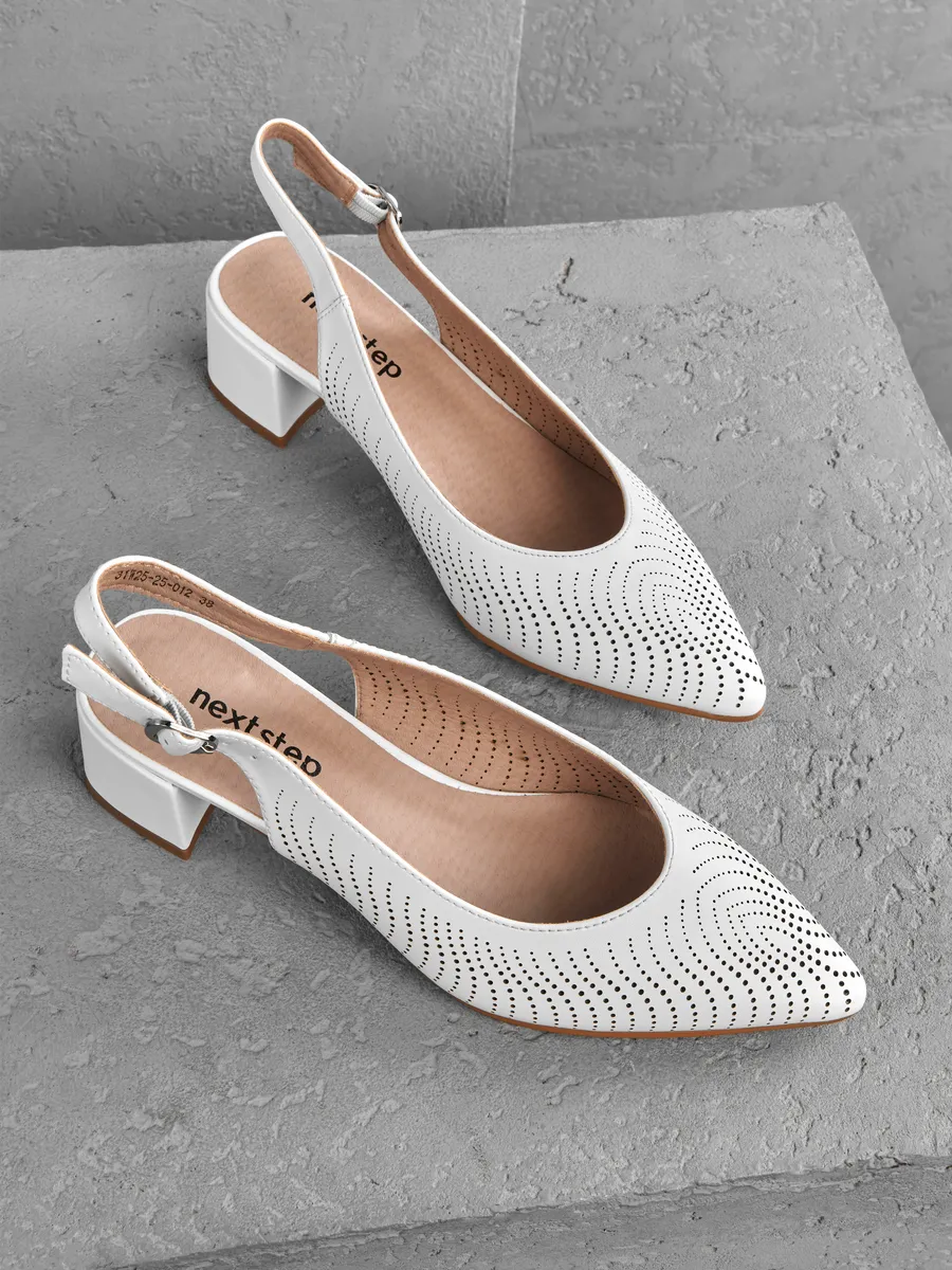 Туфли женские на низком каблуке летние кожаные открытые 31W25-25-012