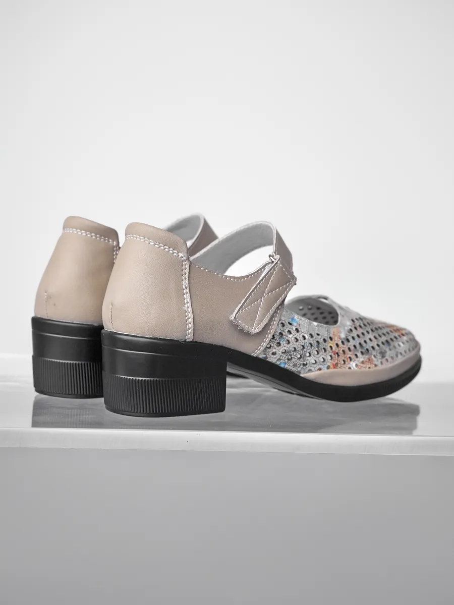 Туфли женские на низком каблуке натуральная кожа HX142-012Lk