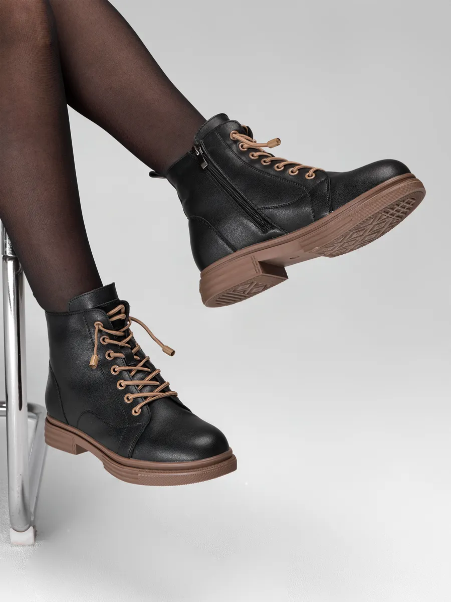 Ботинки женские зимние натуральная кожа на каблуке 25-ZBU12-9-1013