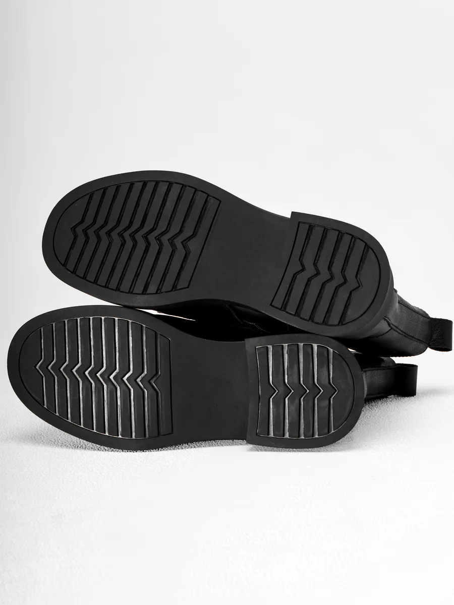 Ботинки женские зимние натуральная кожа на каблуке черные 25-ZBA9-3-101