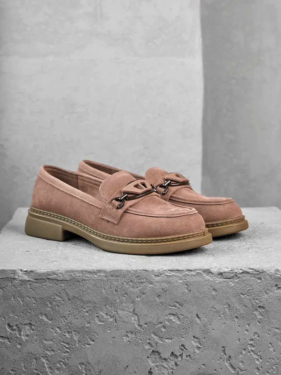 Лоферы женские замшевые натуральные на платформе 51-TZU3-13-210