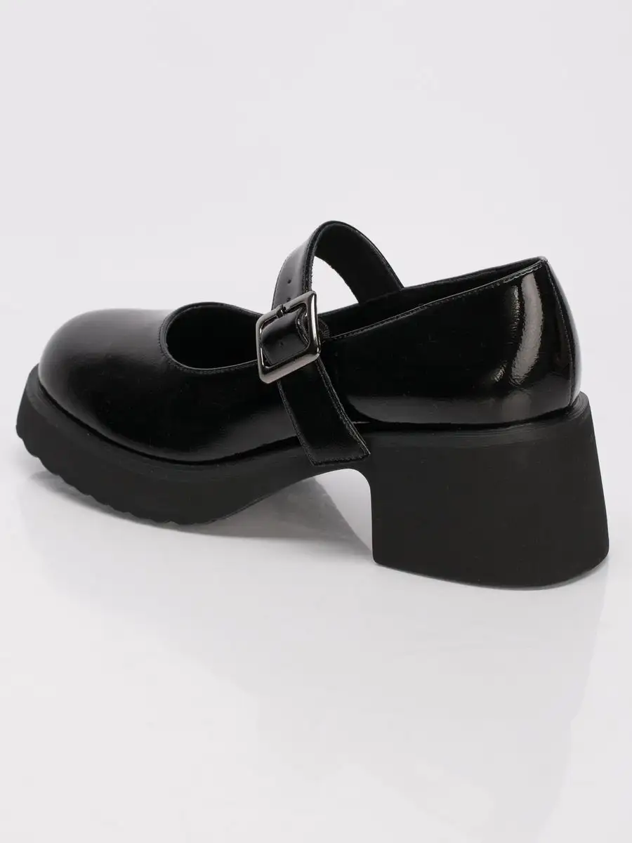 Туфли женские натуральная кожа черные на низком каблуке KF329-011K