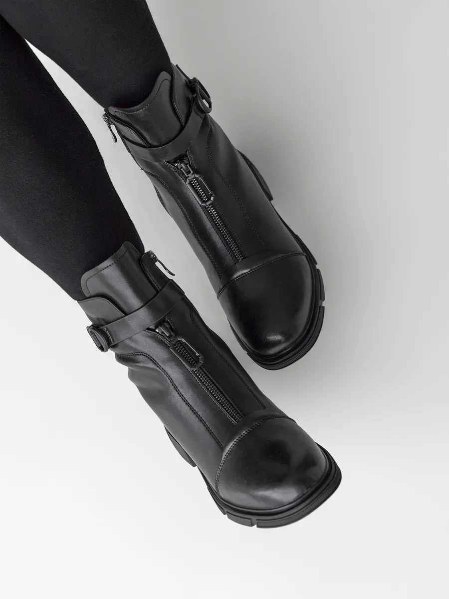 Ботинки женские зимние натуральная кожа на каблуке 42-ZBE25-23-101