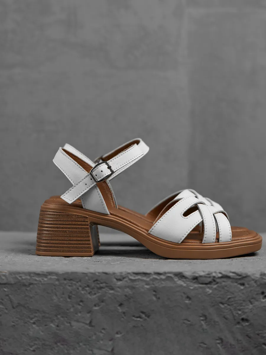 Босоножки женские летние натуральная кожа на каблуке UXH-51100-2B-SPk