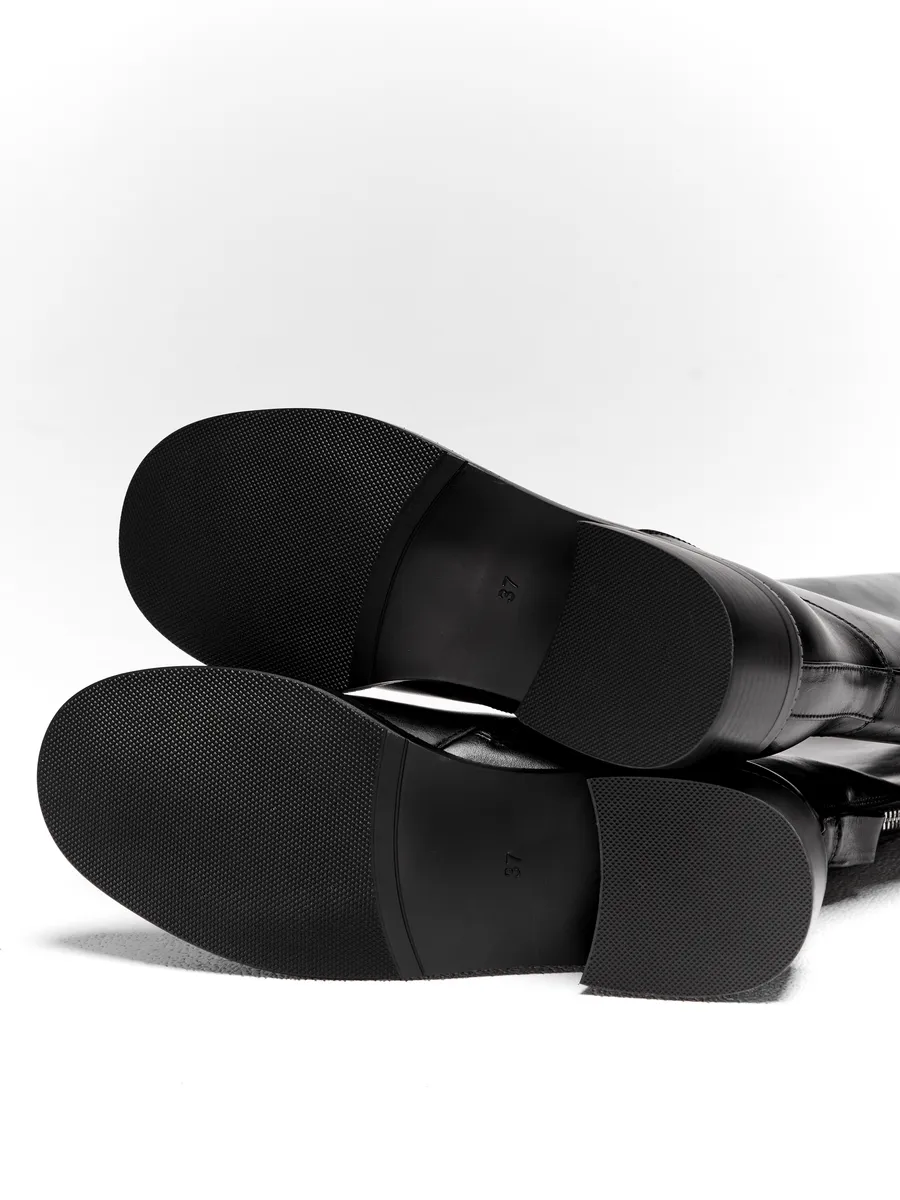 Сапоги женские демисезонные натуральная кожа черные XJ054-01KB-BL