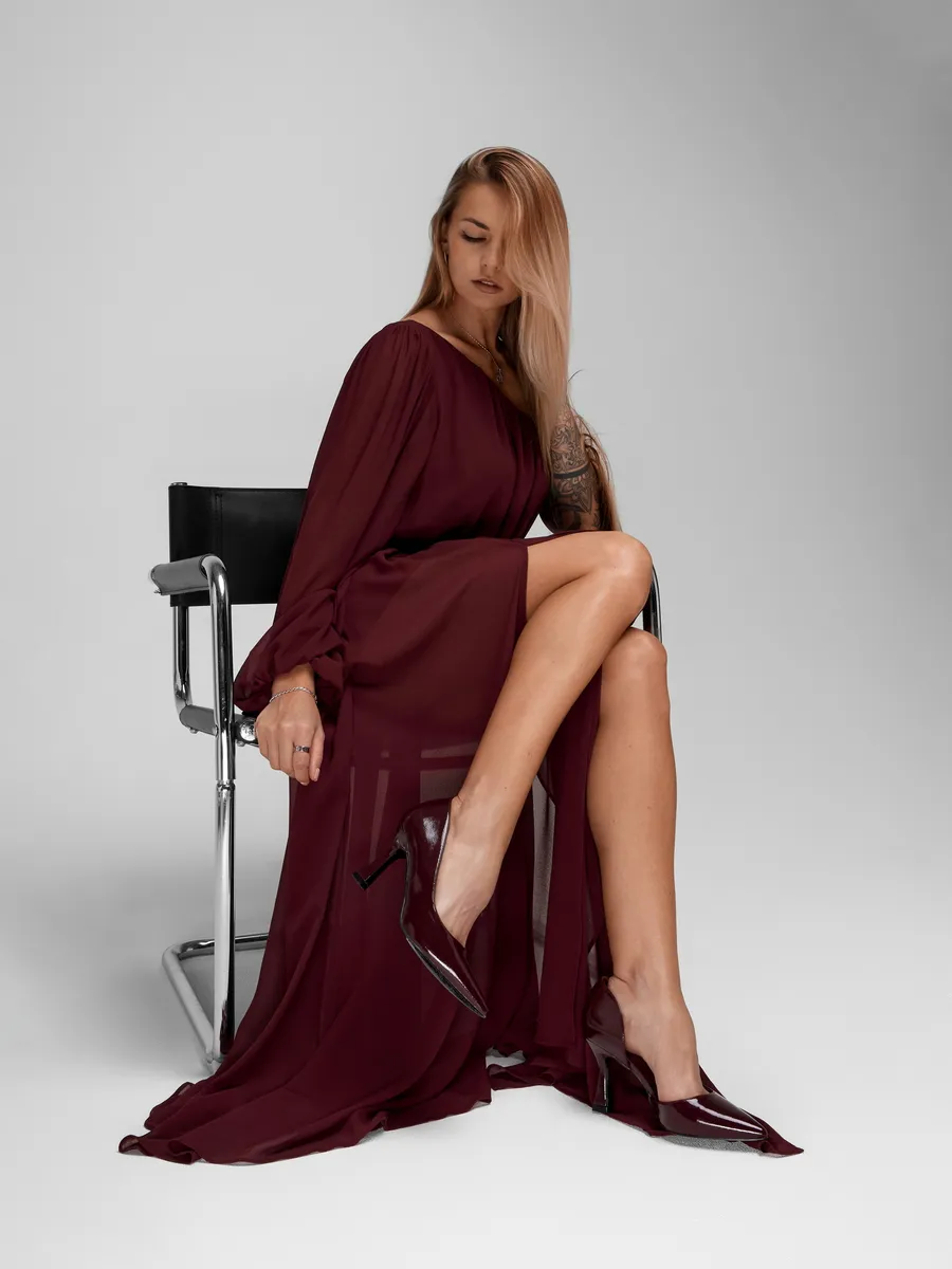 Туфли женские на каблуке вечерние лакированные бордовые HIR-52511-1E-AP