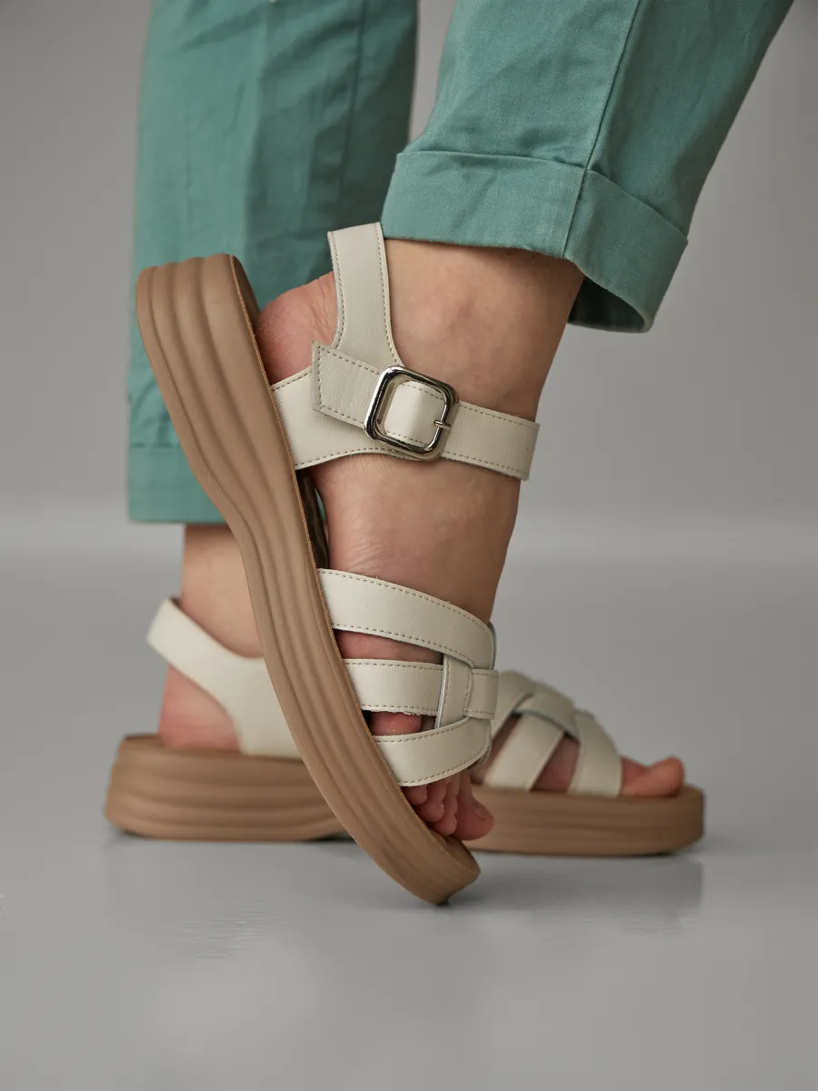 Босоножки женские летние натуральная кожа на низком каблуке EH340-021