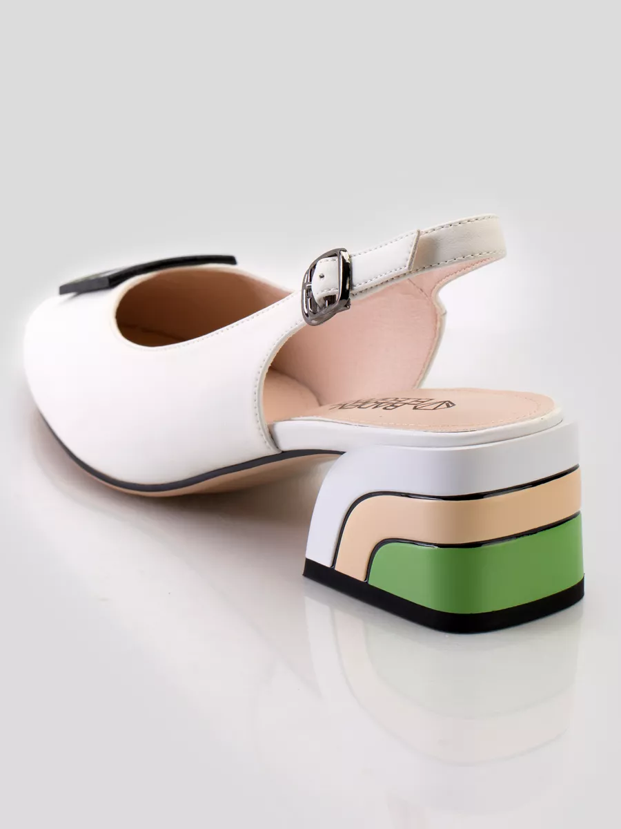 слингбэки женские на каблуке туфли кожаные с открытой пяткой HL061-013