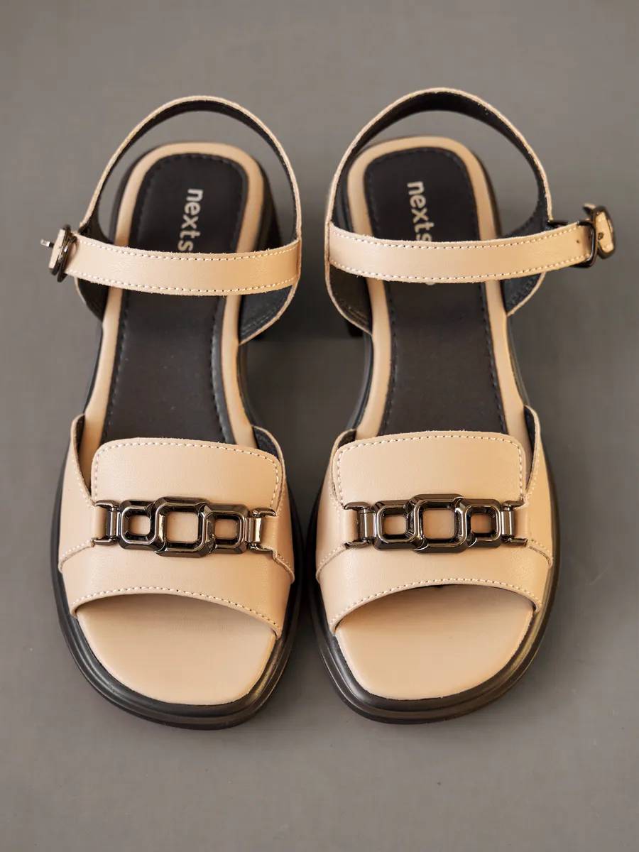 Босоножки женские летние на каблуке бежевые 51-BKY4-12-108k