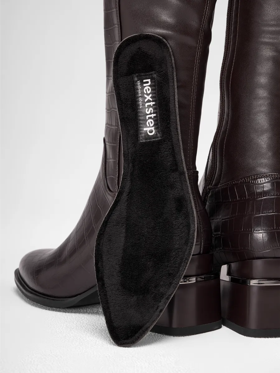 Сапоги женские демисезонные на каблуке натуральная кожа MH772-013k