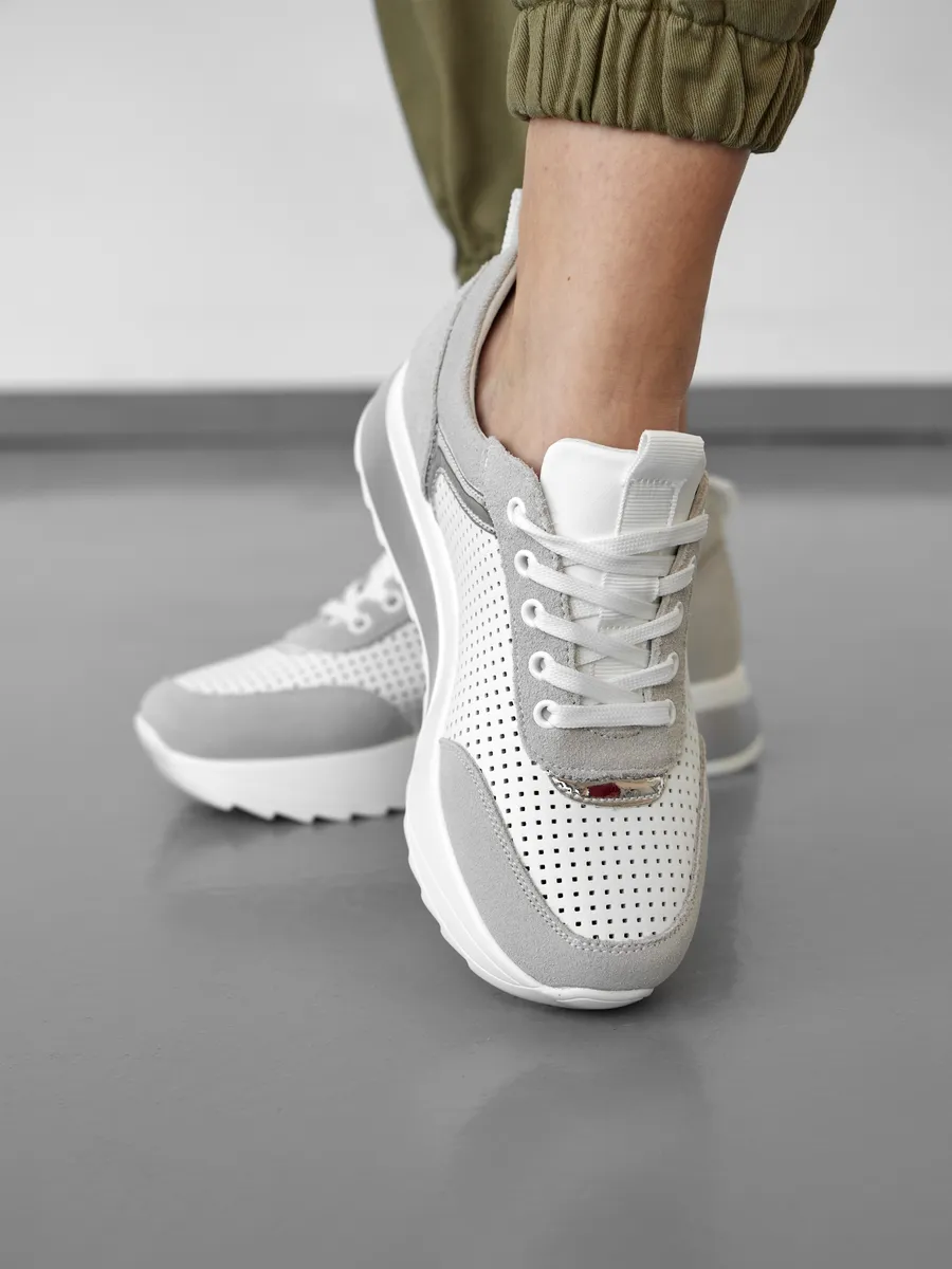 Кроссовки женские летние белые дышащие на платформе FB218-020