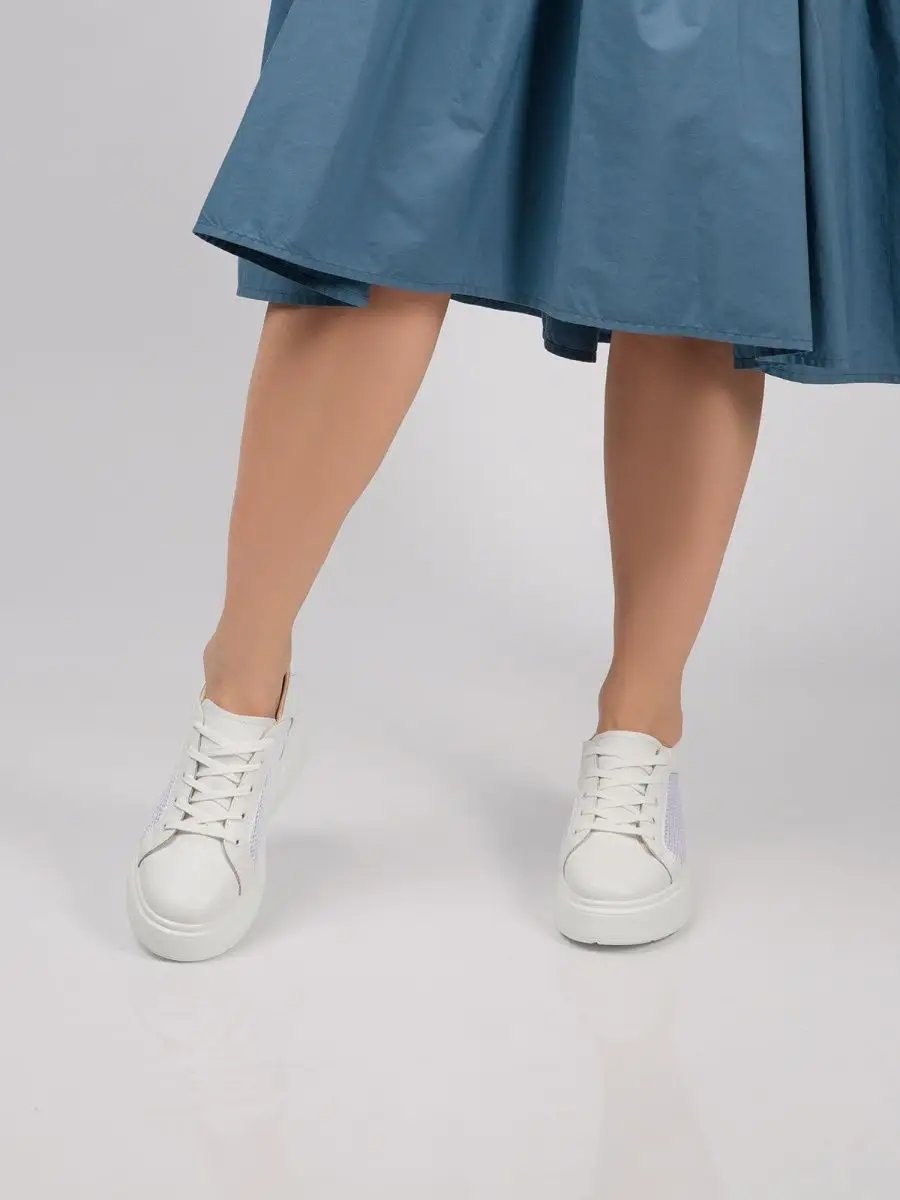 Кеды женские белые натуральная кожа летние на платформе FL068-2