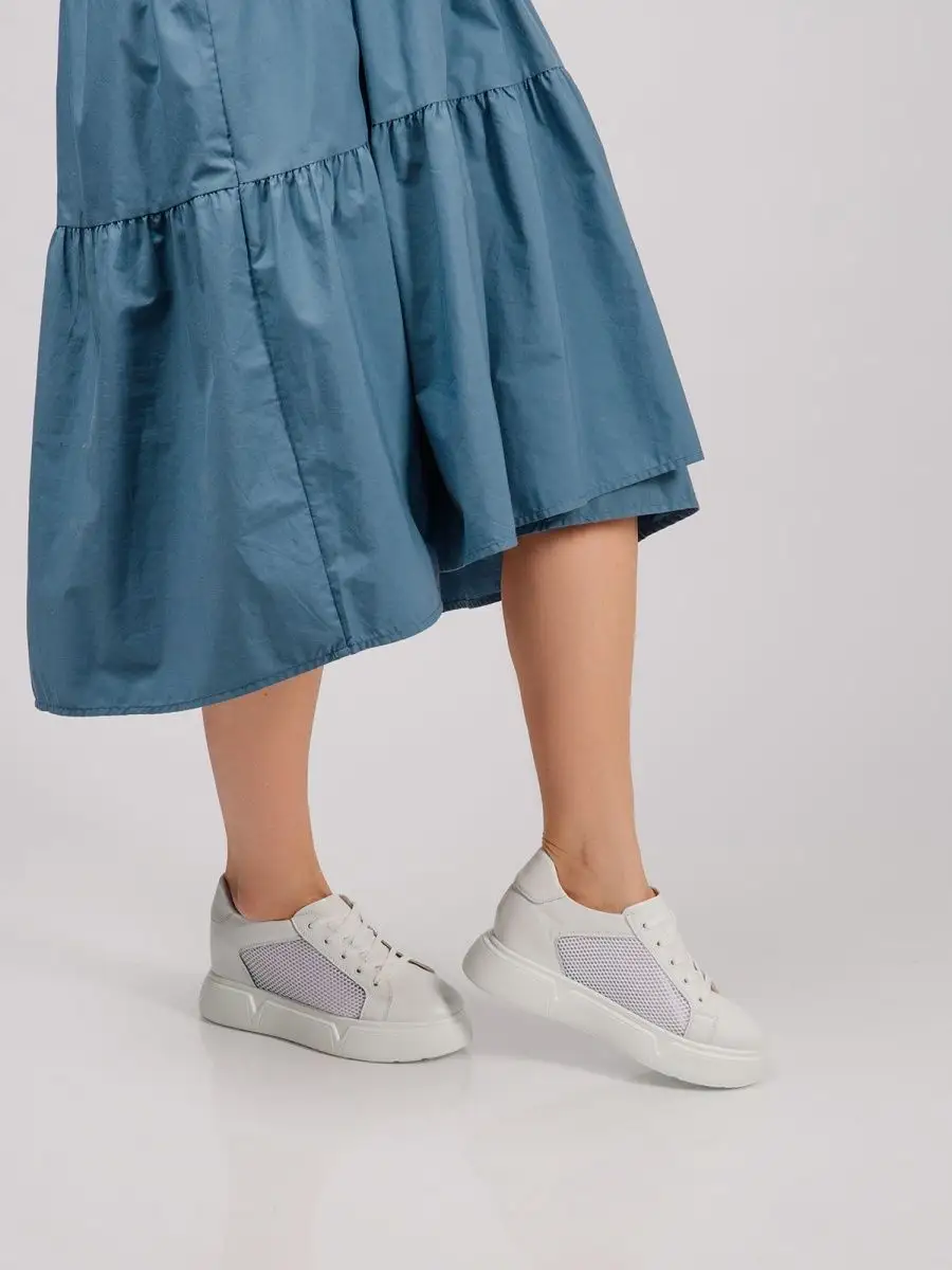 Кеды женские белые натуральная кожа летние на платформе FL068-2