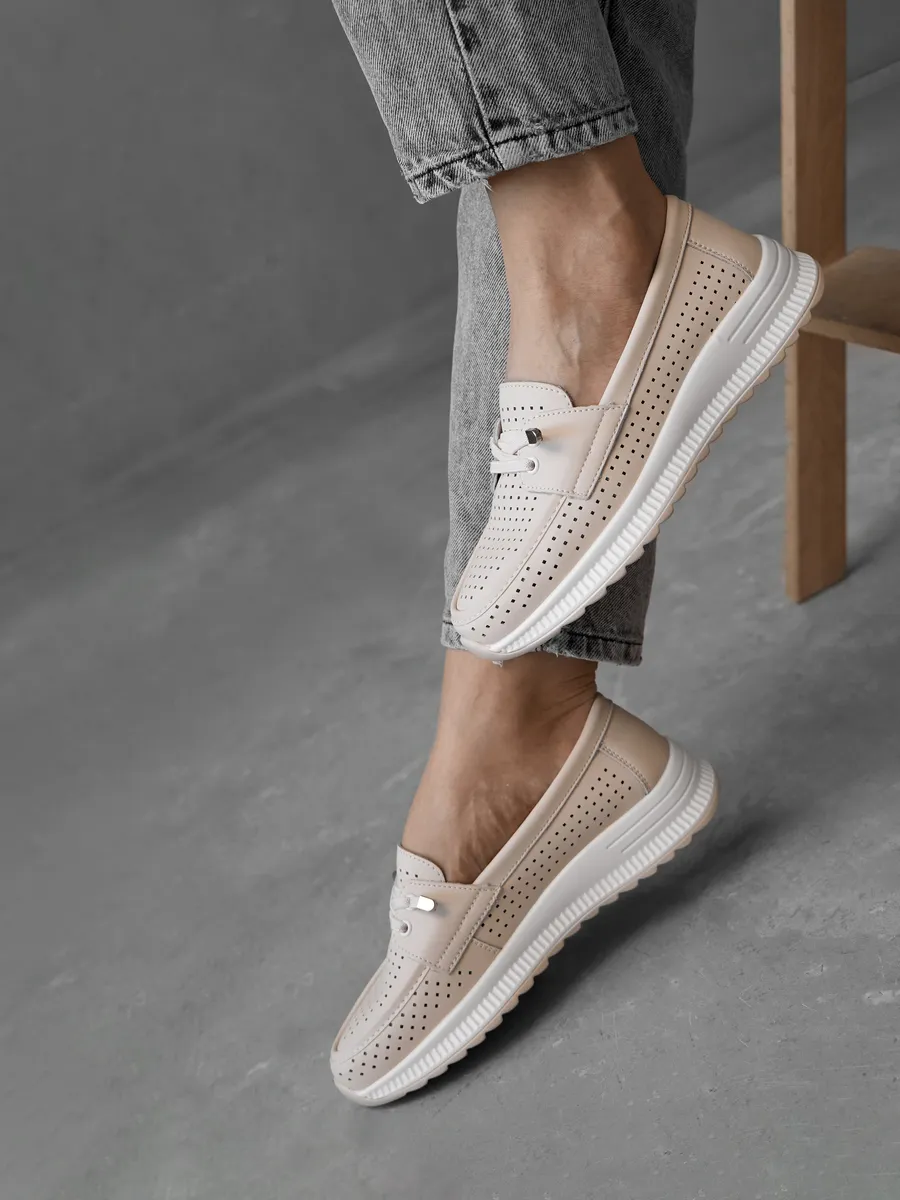 Мокасины женские летние дышащие натуральная кожа 41-TPY9-14-111