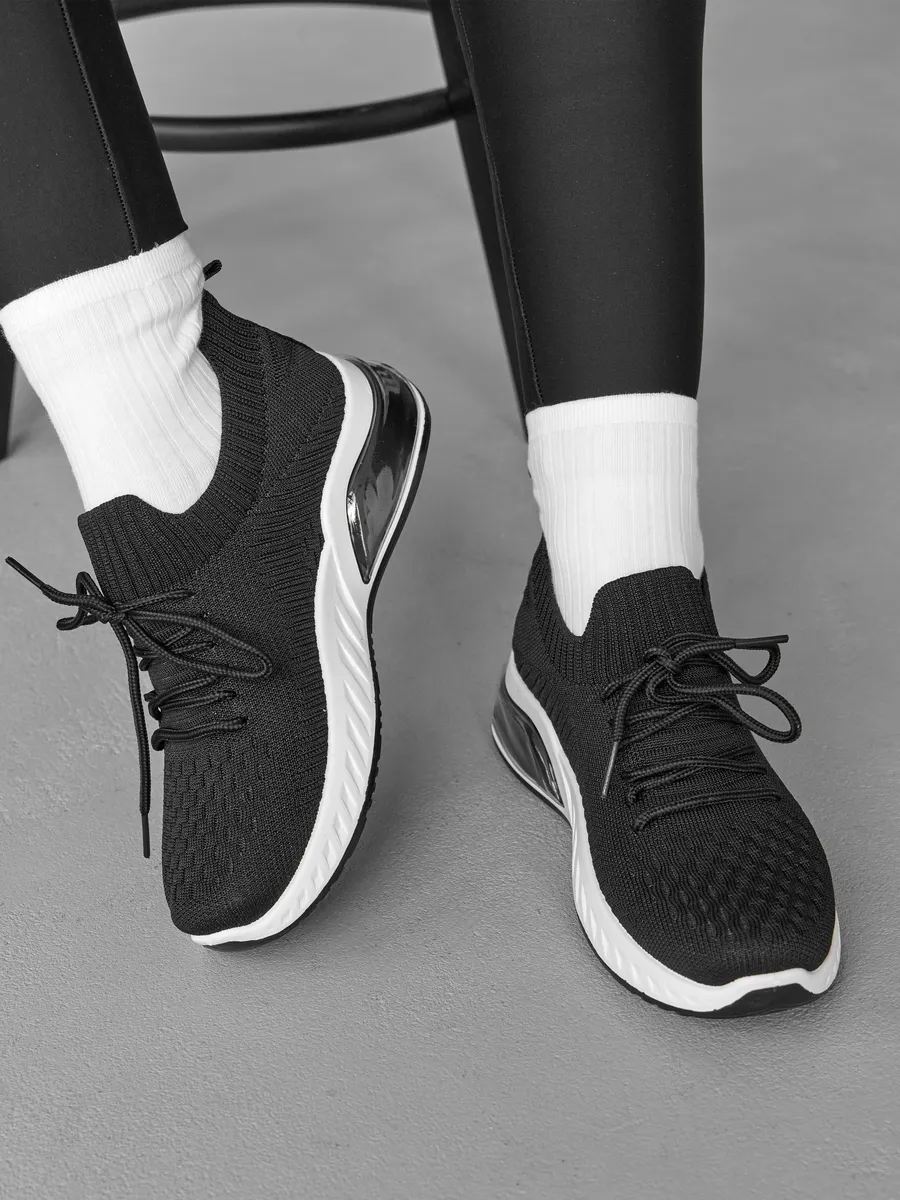 Кроссовки женские летние черные дышащие TEX-13-3