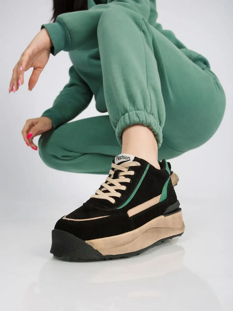 Кроссовки женские натуральная замша осенние на платформе AS50523-1