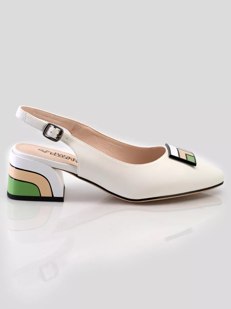 слингбэки женские на каблуке туфли кожаные с открытой пяткой HL061-013