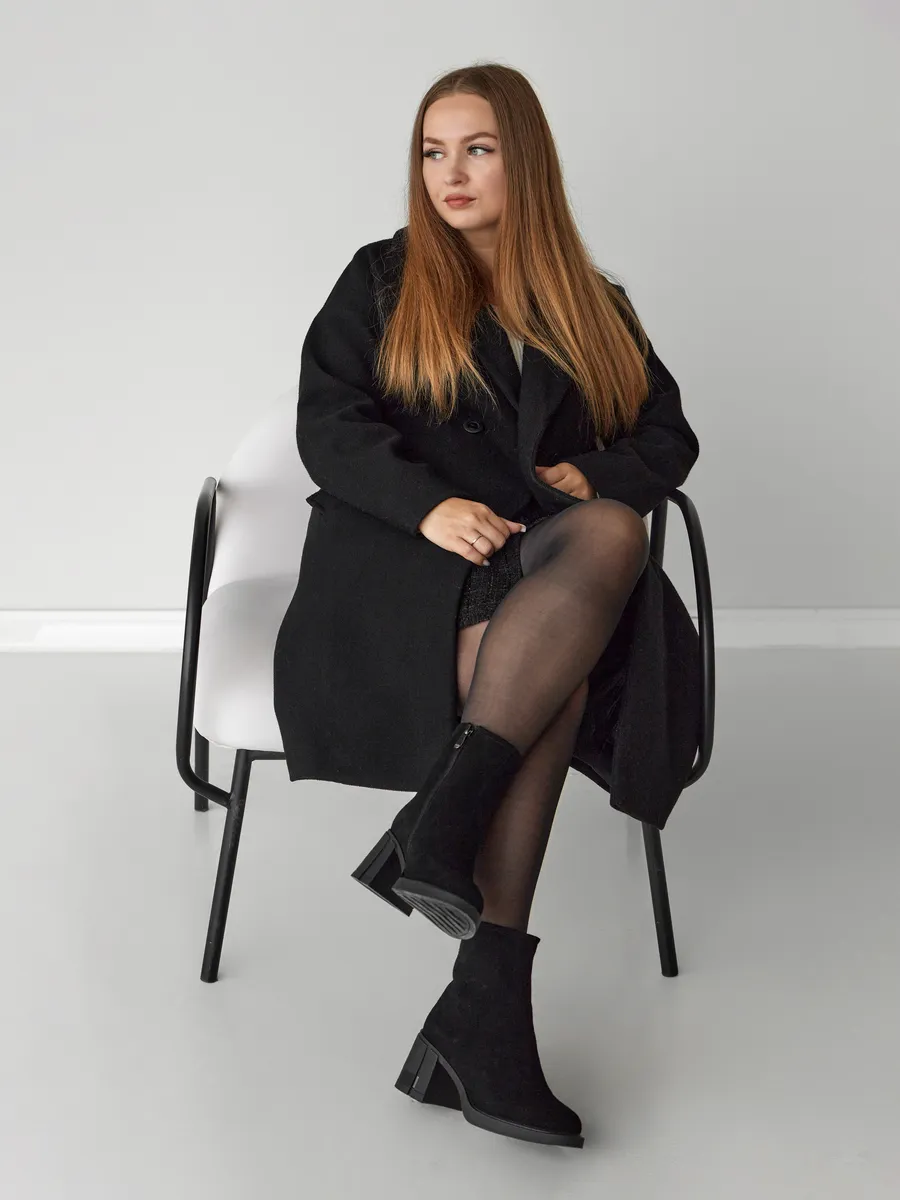 Полусапожки женские зимние натуральные замшевые на каблуке 42-ZME25-28-201