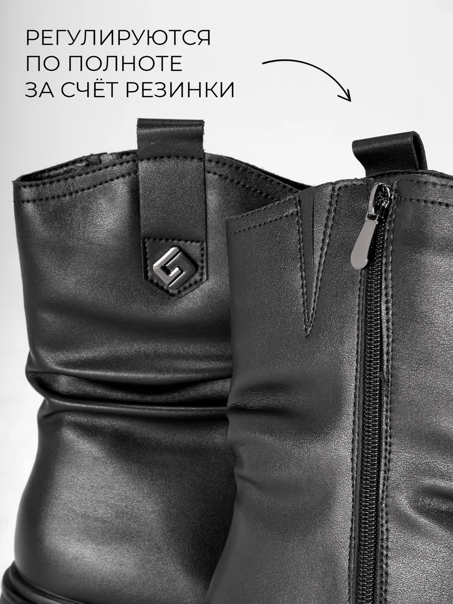 Cапожки женские зимние короткие натуральная кожа на каблуке 25-WPE21-15-101k