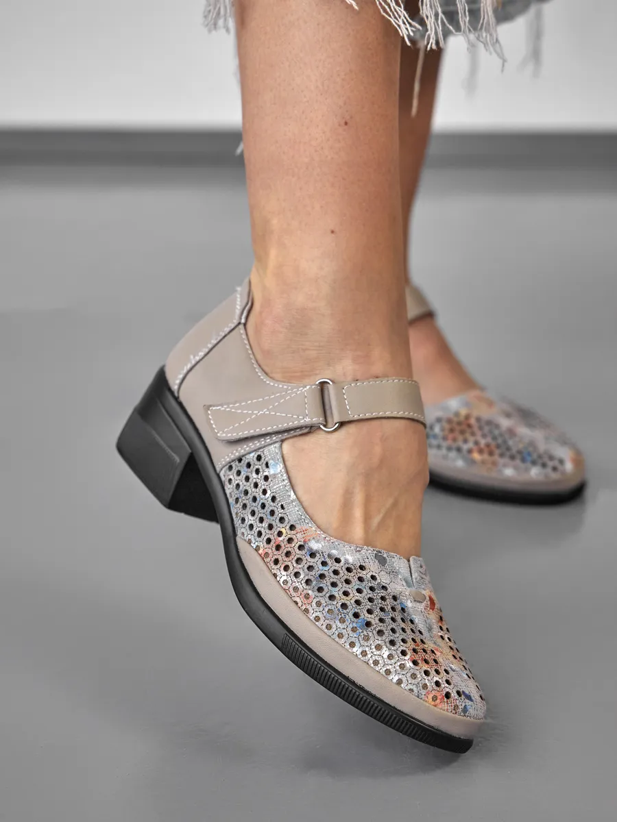 Туфли женские на низком каблуке натуральная кожа HX142-012Lk