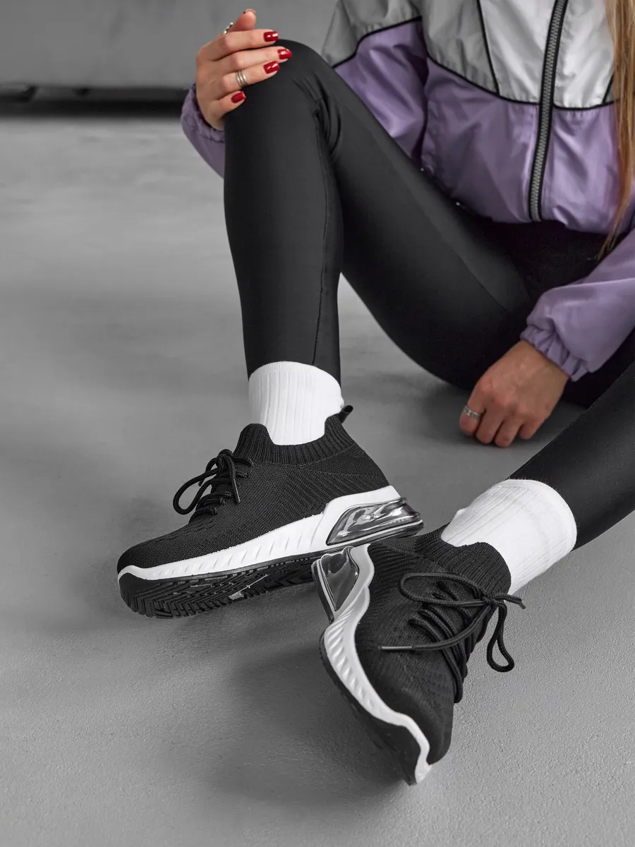 Кроссовки женские летние черные дышащие TEX-13-3