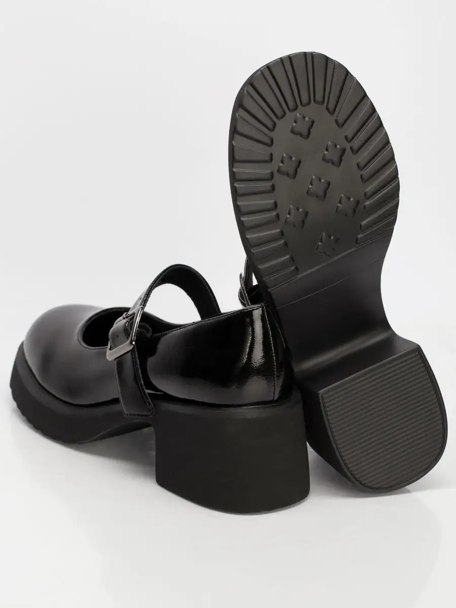 Туфли женские натуральная кожа черные на низком каблуке KF329-011K