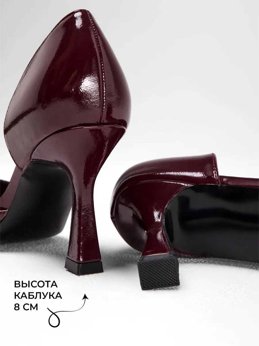 Туфли женские на каблуке вечерние лакированные бордовые HIR-52511-1E-AP