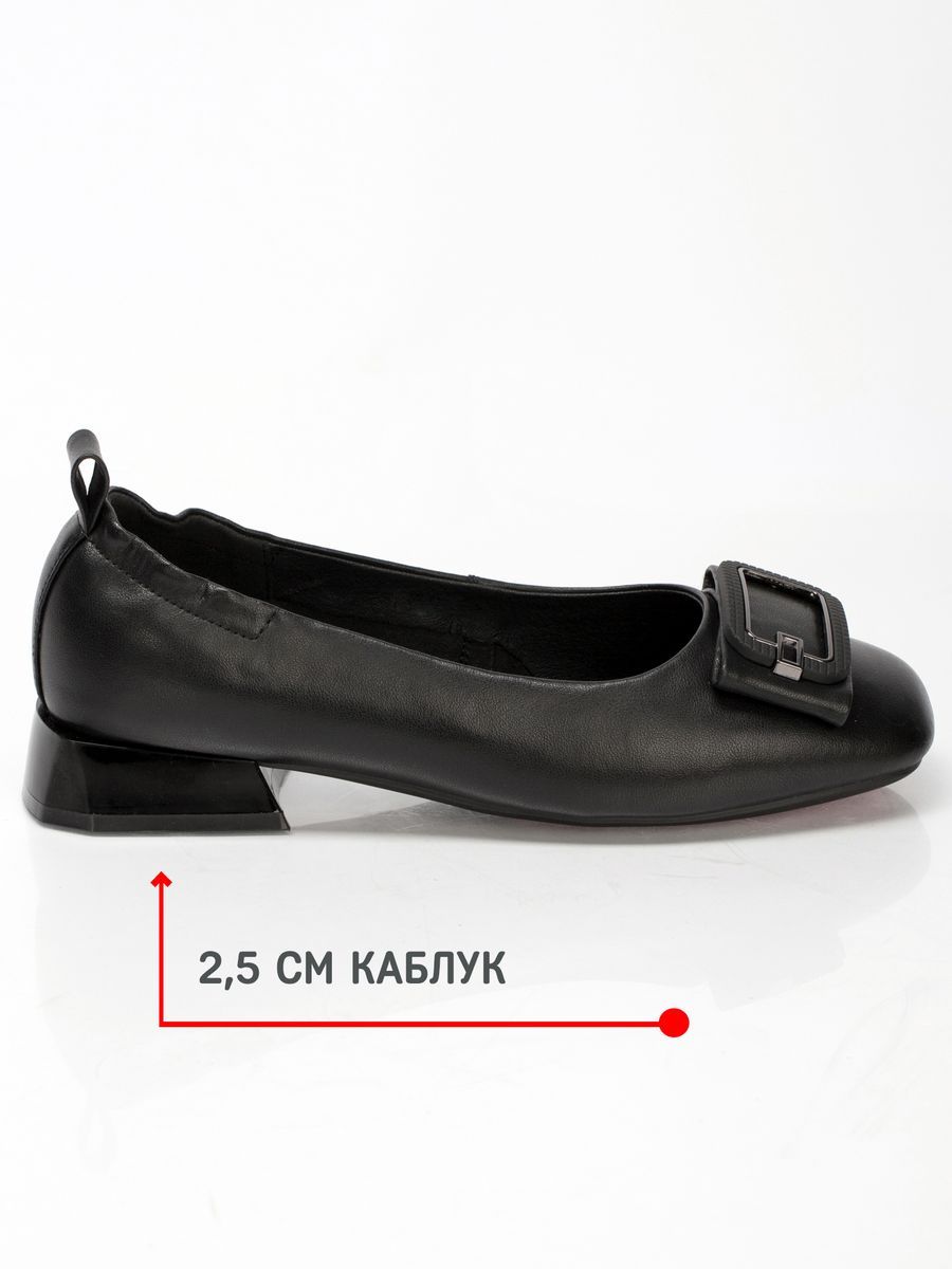Туфли женские натуральная кожа черные на низком каблуке EH282-010K