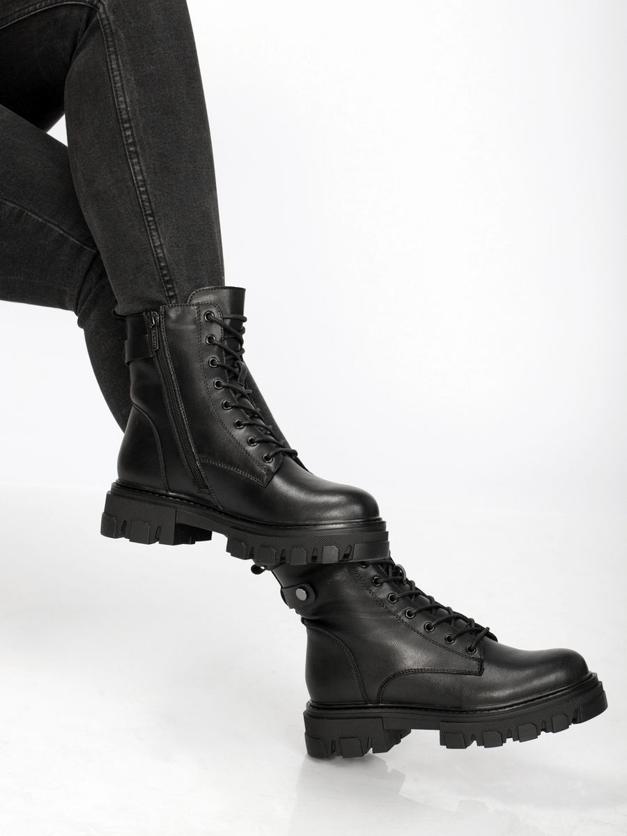 Ботинки зимние натуральная кожа на каблуке RQ145-040